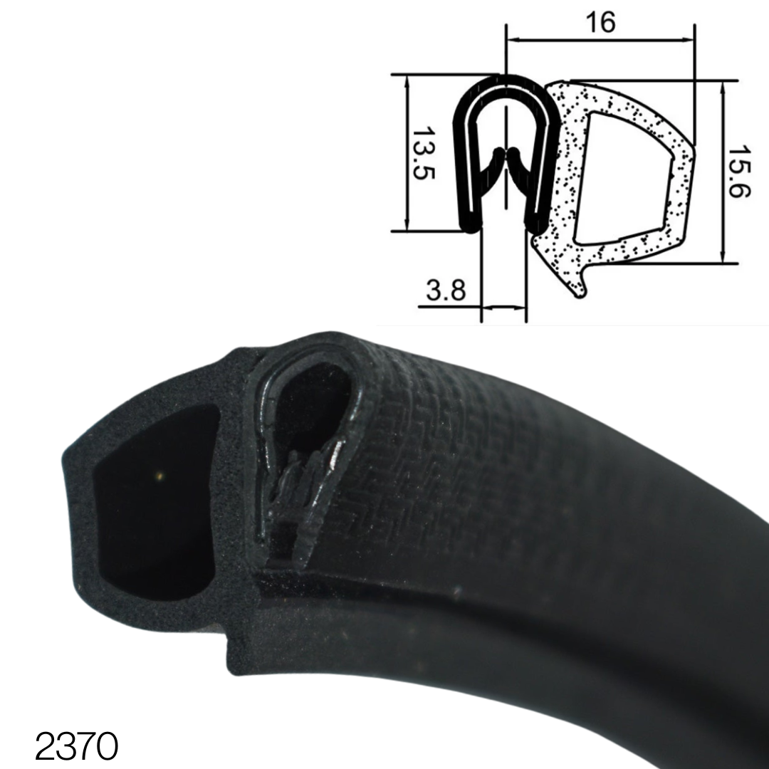 COR 2370 13.5mm x 19.5mm PVC Side Seal Edge Trim with Draught Excluder – Fits 1.5mm–4.5mm Panels, Sold per Meter - Corseal