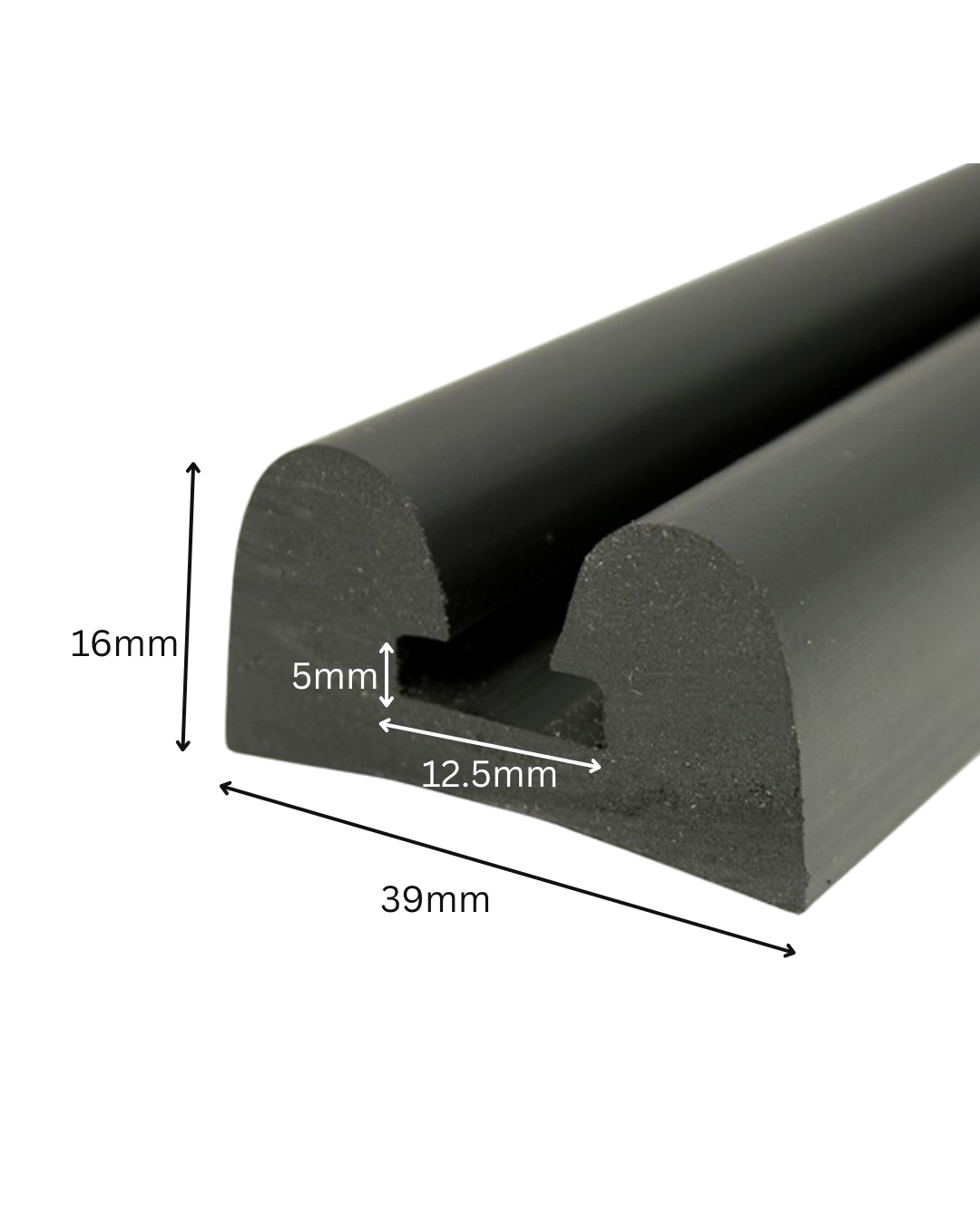 Flexible PVC Double D fender with 39mm base. Non-marking, UV-stable & UK made for reliable boat and dock protection. - Corseal