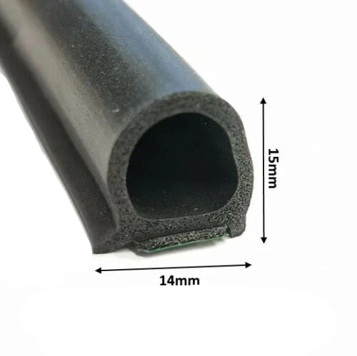 CORSA.011 15mm x 14mm Self Adhesive Neoprene 'Eared' Rubber 'D' Section - Corseal