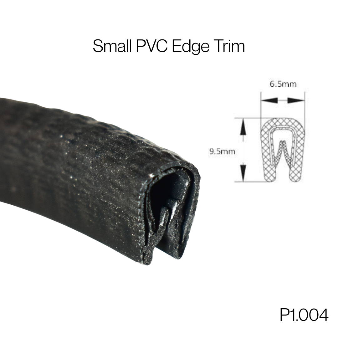 COR P1.004 Small PVC Edge Trim – Black, 9.5mm x 6.5mm, Fits 1mm–3.5mm Panels - Corseal