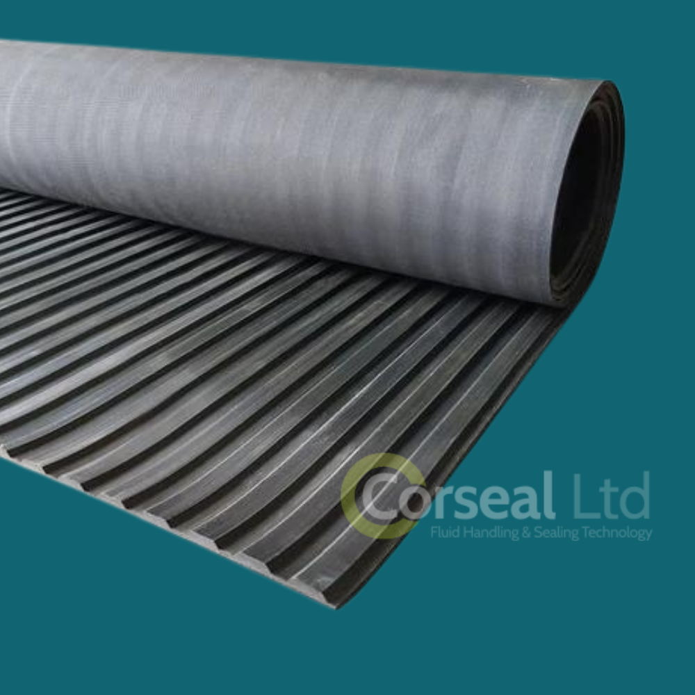 Broad Ribbed/fluted Rubber Matting - Corseal