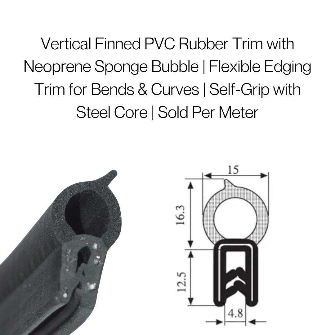 COR-A 2.098 Vertical PVC rubber Trim with Neoprene Sponge Bubble - Corseal