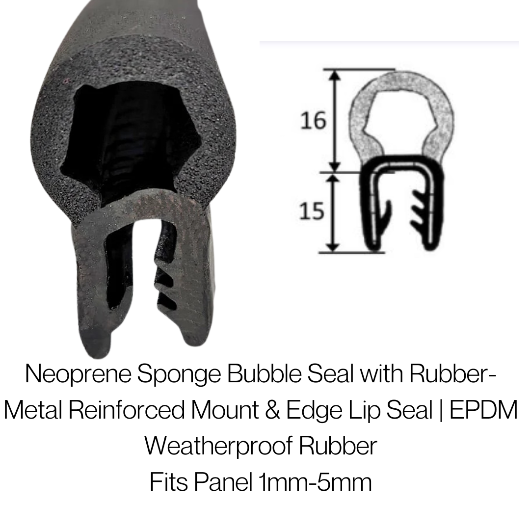 COR 032 Neoprene Sponge Bulb with EPDM Edge Trim with Self Grip (Fits 1-5mm Panel Thickness) Priced Per Metre - Corseal