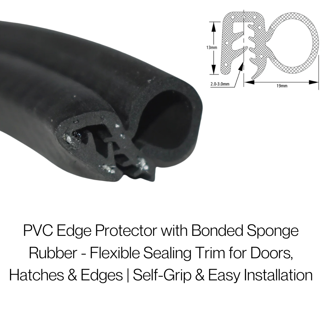 COR 2261 13mm x 21mm Edge trim Seal Citroën C1 / Peugeot 107 / Toyota Aygo – Replacement Boot Seal. Edge Trim with Sponge bulb + Self Grip - Corseal