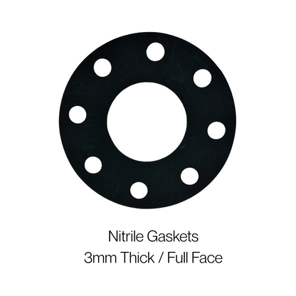 Nitrile Rubber Gasket – Full Face, 3mm Thick  | 1/2' to 8' | Oil and Solvent Resistant (Per Gasket Pricing) - Corseal