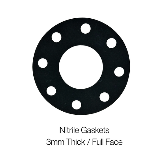 Nitrile Rubber Gasket – Full Face, 3mm Thick  | 1/2' to 8' | Oil and Solvent Resistant (Per Gasket Pricing)
