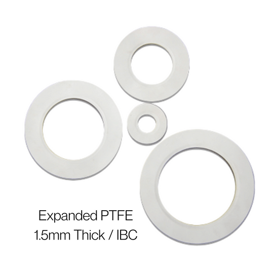 White Rubber Gaskets 1.5mm IBC | 10' to 24' | Food Grade, Non-Marking, FDA Approved