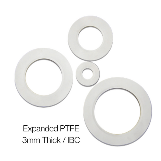 Cortex® Expanded PTFE Gaskets 3mm Thick (IBC) | 1/2' to 8' Chemical-Resistant Seals for IBC Fittings