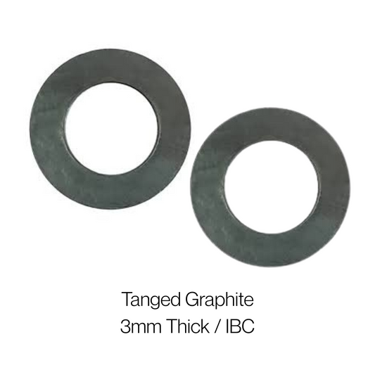 Tanged Graphite Gasket 3mm thick | IBC | 1/2'-24' | High Temp & Chemical Resistant | Stainless Steel Tanged Insert