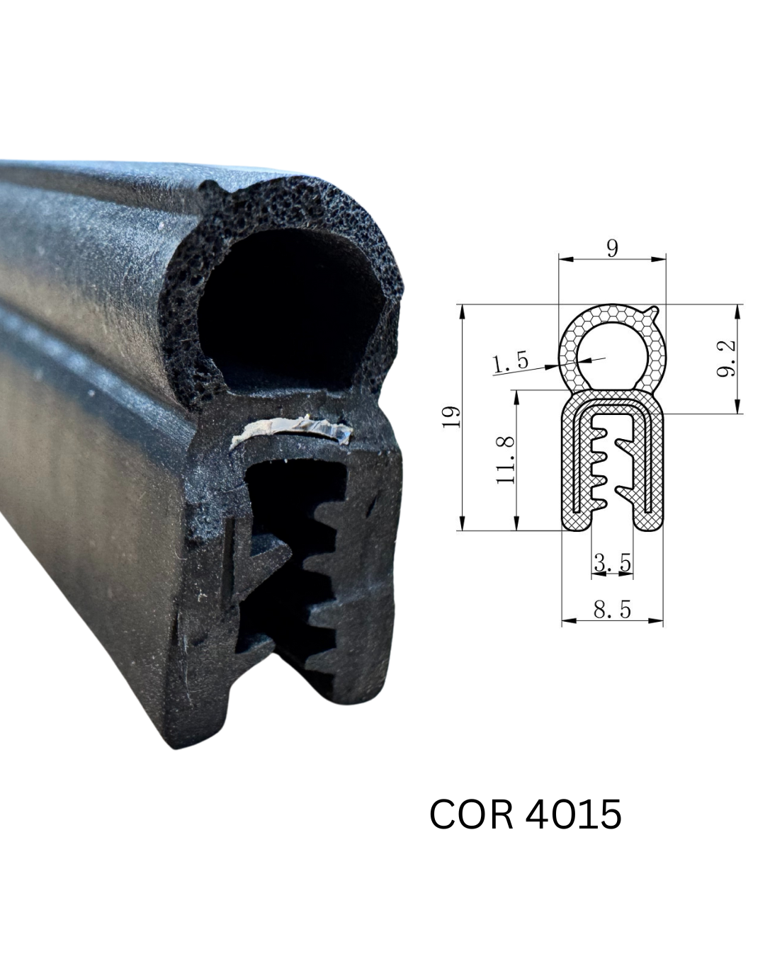 Flexible Rubber Edge Trim Seal COR 4015 – Self-Grip Top Seal for 1mm to 2mm Panels – Universal Fit, Black - Corseal