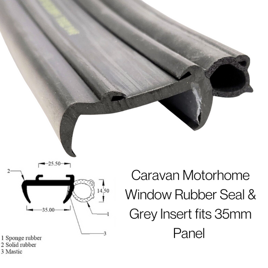 COR32 Caravan & Motorhome Window Rubber Seal with Grey or white Insert – Fits 35mm Panels - Corseal