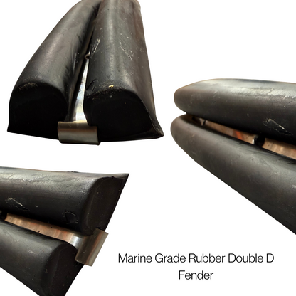 Marine Grade Rubber Double D Fender | Neoprene Protective Trim with Stainless Steel Strip | Priced Per Metre - Corseal
