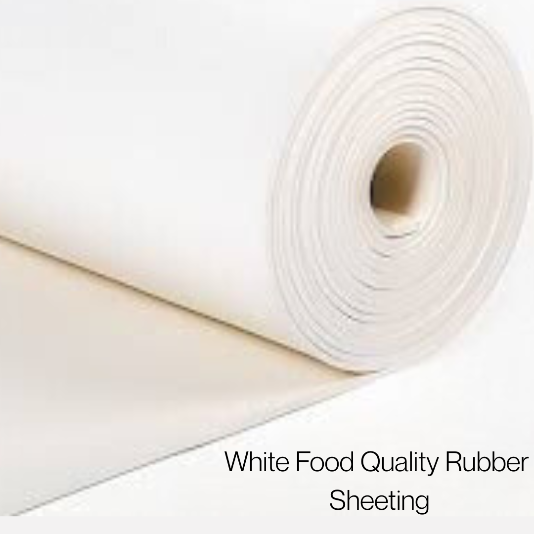 White Food-Grade Rubber Sheet – FDA & BGA Class 1 Approved | Non-Marking | Low Temperature | 1400m Width